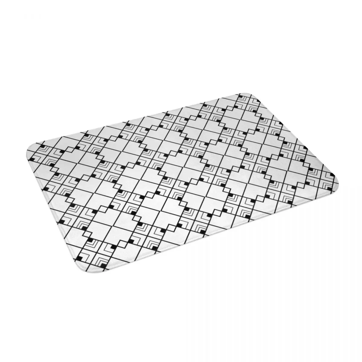 Rectangle Pattern In Black And White Doormat Carpet Mat Rug Polyester PVC Anti-slip Floor Decor Bath Bathroom Kitchen Bedroom | Дом и сад