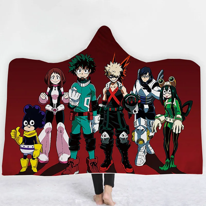 

My hero academia Character Hooded Blanket Adult colorful child Sherpa Fleece Wearable Blanket Microfiber Bedding style-4