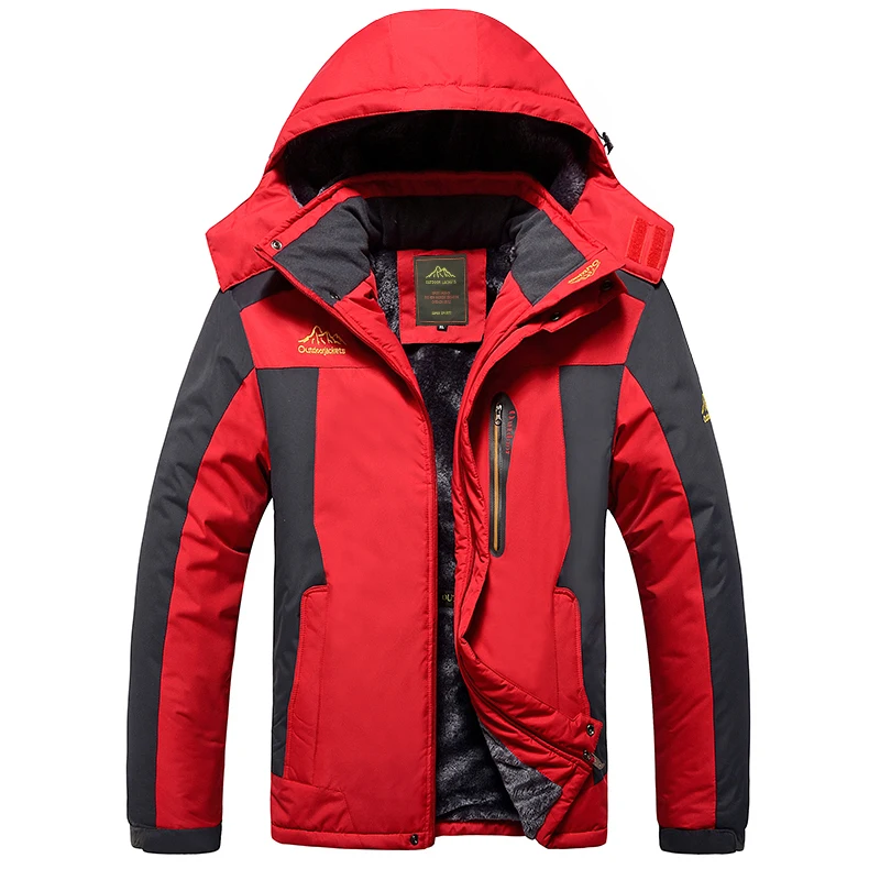 Winter Ski Jacket Men Waterproof Fleece Snow Jacket Thermal Coat For Outdoor Mountain Skiing Snowboard Hooded Plus Size L-9XL