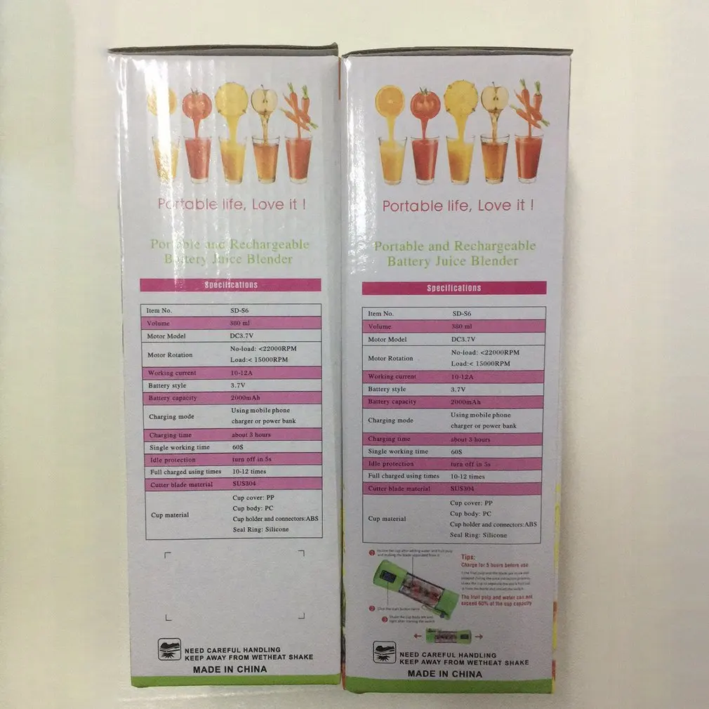 

Portable Blender USB Mixer Two Blades Electric Juicer Machine Smoothie Blender Mini Food Processor Personal Lemon Squeezer