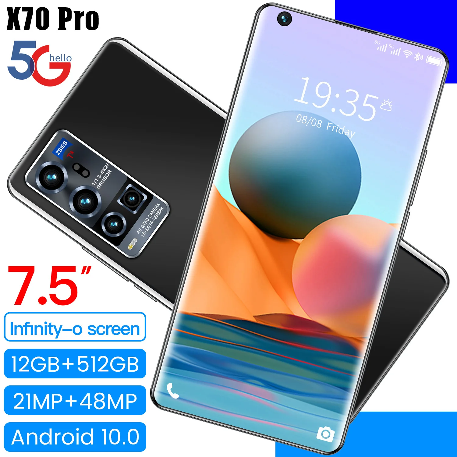 Горячая Распродажа X7Pro 5600 мА/ч 21 + 48 Мп отпечатков пальцев с распознаванием лица 5G