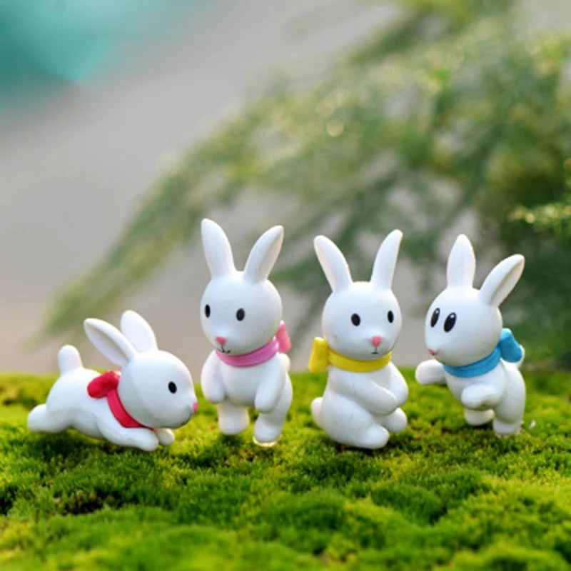 Милый белый розовый кролик заяц Кони Лапин Луг прерий Китай маленькая статуя