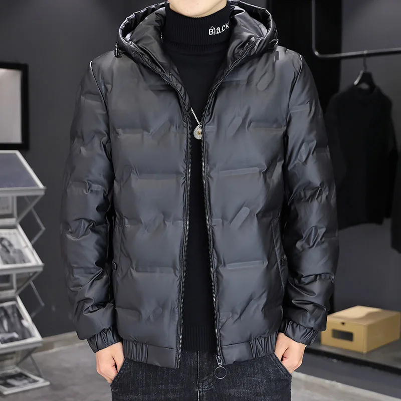 New Casual Winter White Duck Down Jackets Mens Short Black Grey Hooded Puffer Coat Lightweight Autumn Thick Warm Parkas Clothing