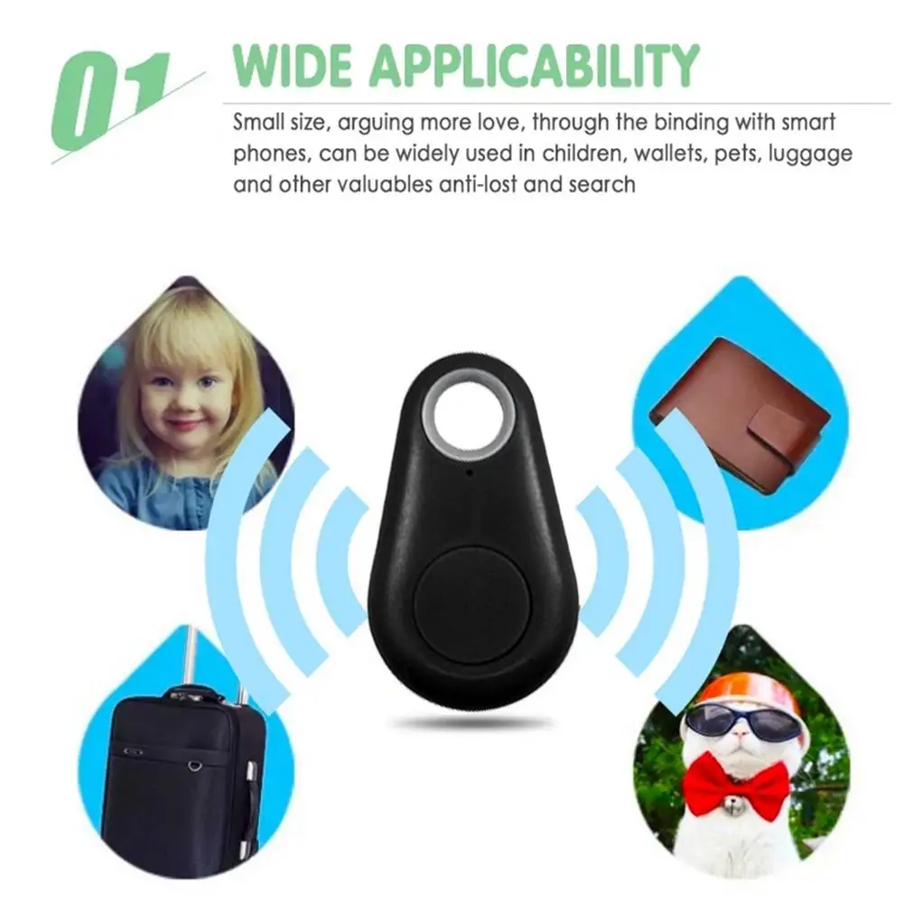 Mini Fashion Smart Dog Pets Bluetooth 4.0 GPS Tracker Anti-lost Alarm Tag Wireless Child Bag Wallet Key Finder Locator