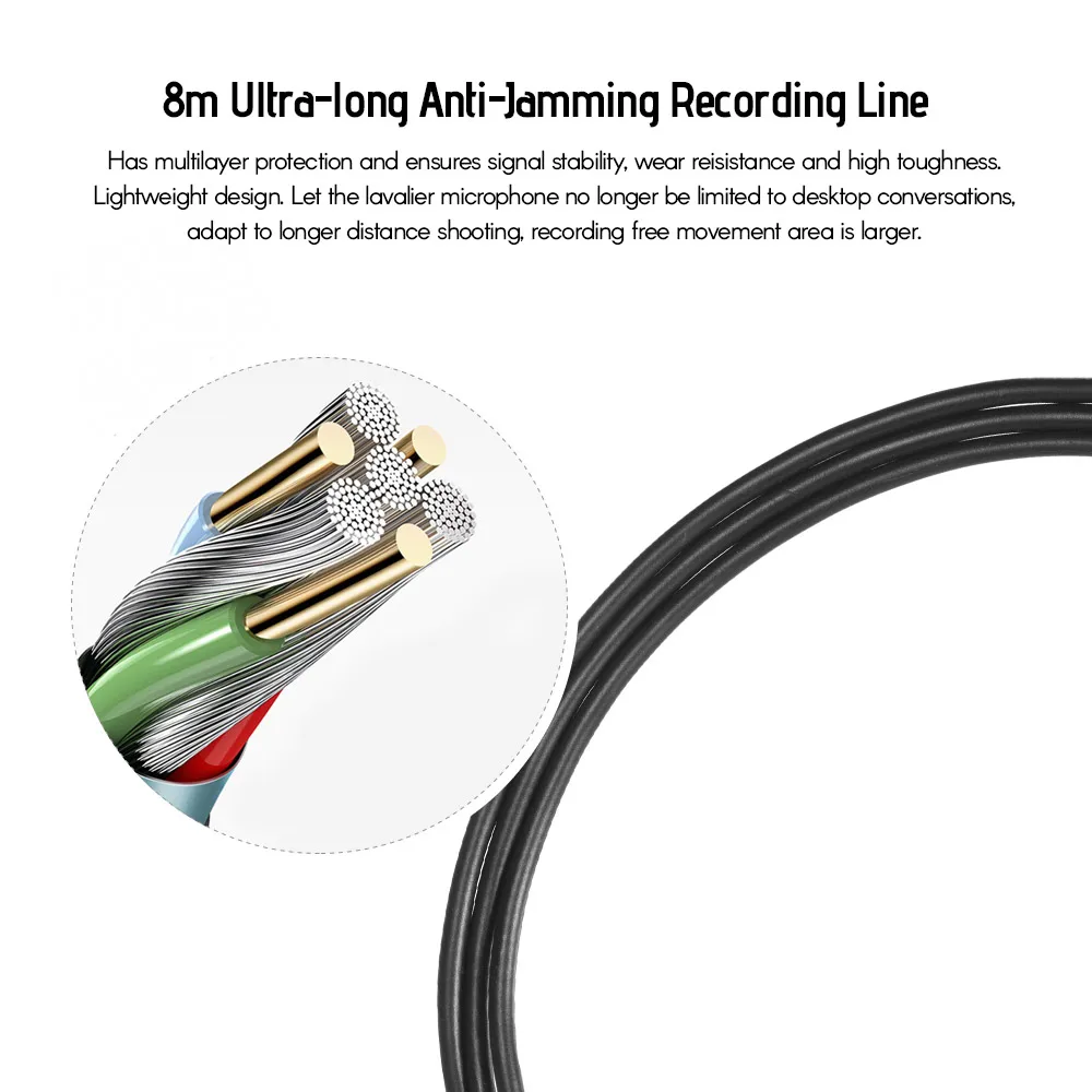 Компактный конденсаторный петличный микрофон MAMEN с зажимом отворотом длина