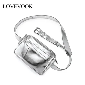 Женские поясные сумки LOVEVOOK, модная серебряная сумка на пояс, барсетка из искусственной кожи, сумка через плечо для спортв и прогулок для лета, с регулируемым широким плечевым ремнем, 2019