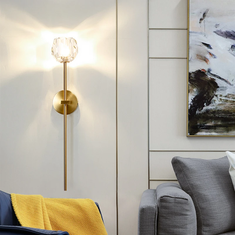 

Modern Minimalist Led Wall Lamp Nordic Living Room Background Wall Decoration Crystal Staircase Aisle Bedroom Bedside Lamp