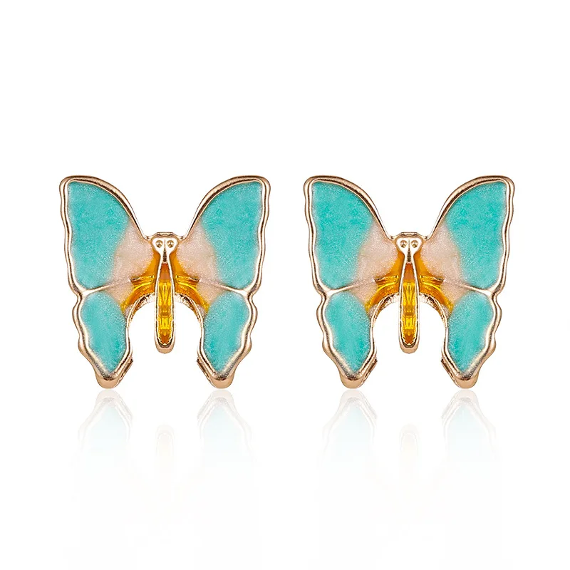 

SELEXIA Style Summer New Immortal Oil Painting Texture Butterfly Ear Stud Girl's Heart Antique Gradient Butterfly Wings Earrings