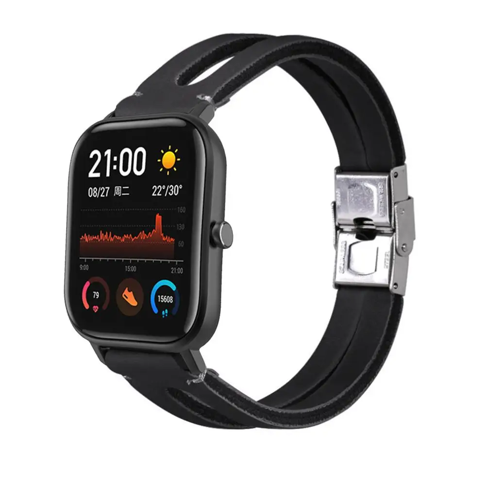 20 мм кожаный ремешок элегантный для Amazfit GTS G ремешок для 20 мм Универсальный Ретро Простой Смарт часы аксессуары ремешок для часов