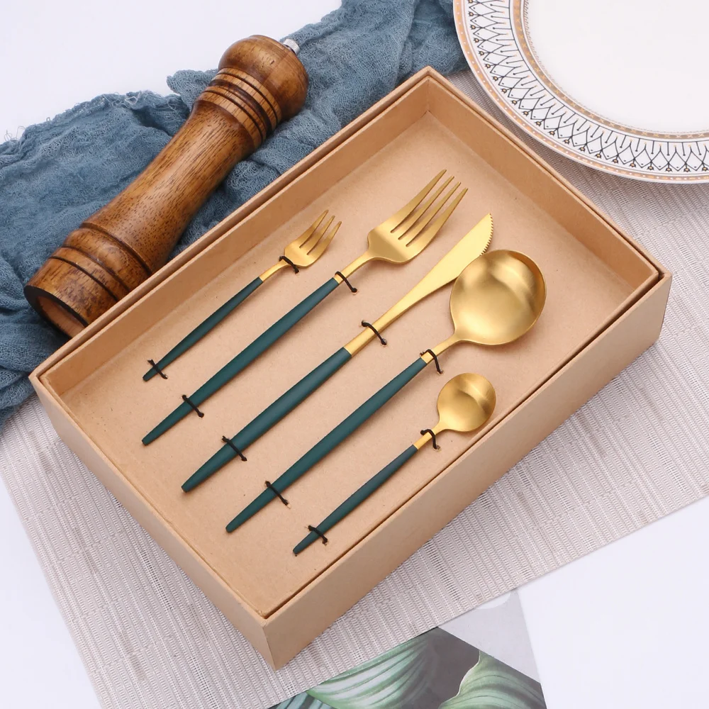 

Набор столовых приборов из нержавеющей стали темно-зеленого цвета, 30 дюймов