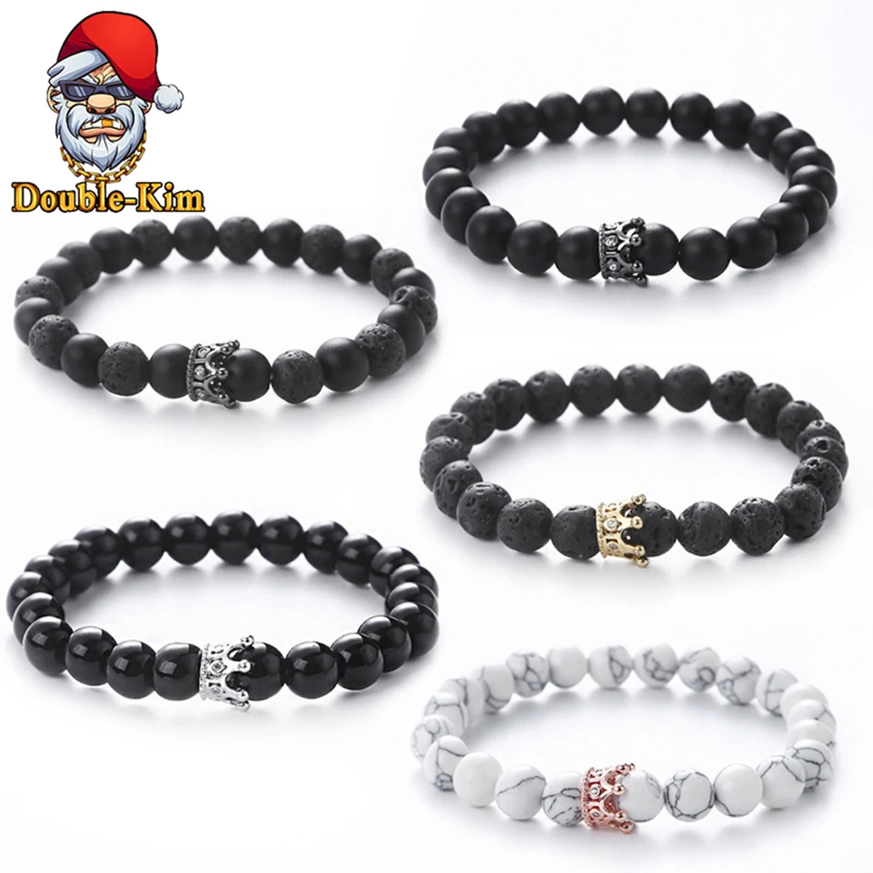 Корона натуральный камень браслет из бисера Рок Хип Хоп рок уличная культура