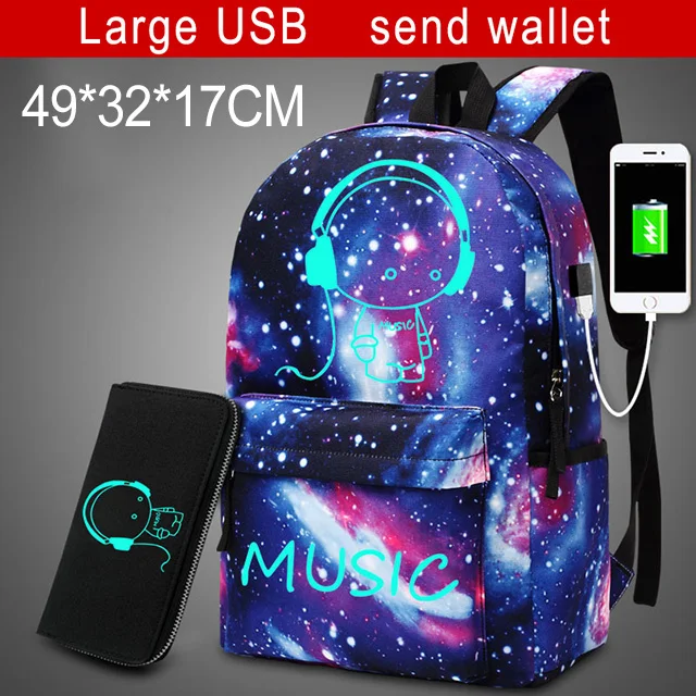 6069-L USB W. Детские школьные сумки для мальчиков и девочек, аниме светящийся школьный рюкзак, водонепроницаемый детский рюкзак для книг, usb зарядка, порт и замок, школьная сумка - Цвет: 6069-L USB W.