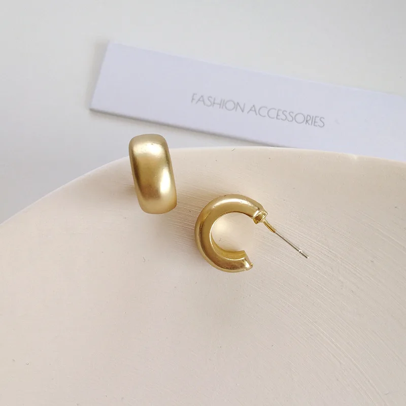 S925 Needle Trendy Small Cute Delicate Matte Golden Plating C Shape Metal Earrings Female Jewelry Gifts | Украшения и аксессуары