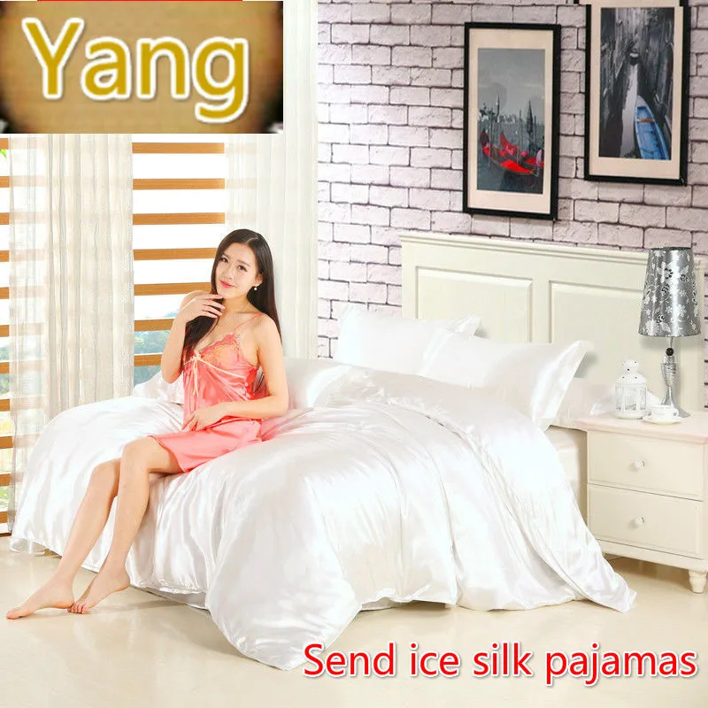 Набор из четырех предметов для сна без одежды вискозы однотонное шелковое
