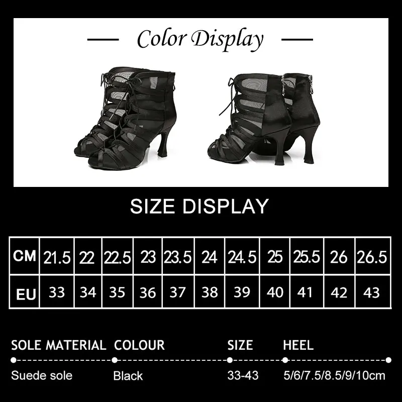SWDZM Women Dance High Heels Boots Ballroom Sexy stilettos Tango Boots Fish Mouth Thin Mesh Shoes For Women's Dancing shoes