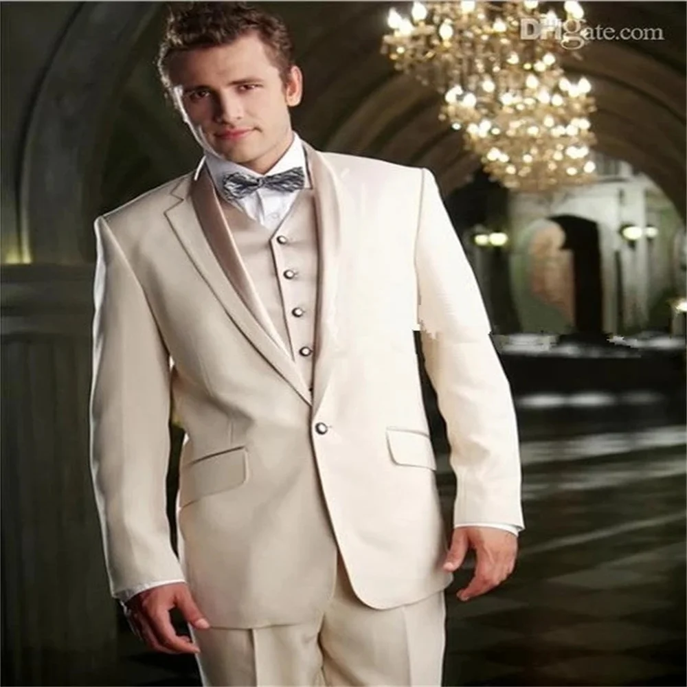 2021 novo design bege terno masculino notch lapela fino italiano noivo festa de moda 3 peças conjunto (jaqueta + calças + colete + gravata borboleta) (0)