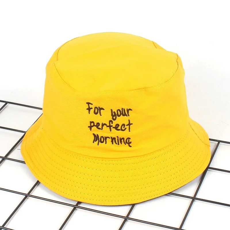 

2021 Reversible Fisherman Hat Women's Three-row Letter Embroidery Sun Protection Hat Unisex Leisure Bucket Foldable Hat Panama