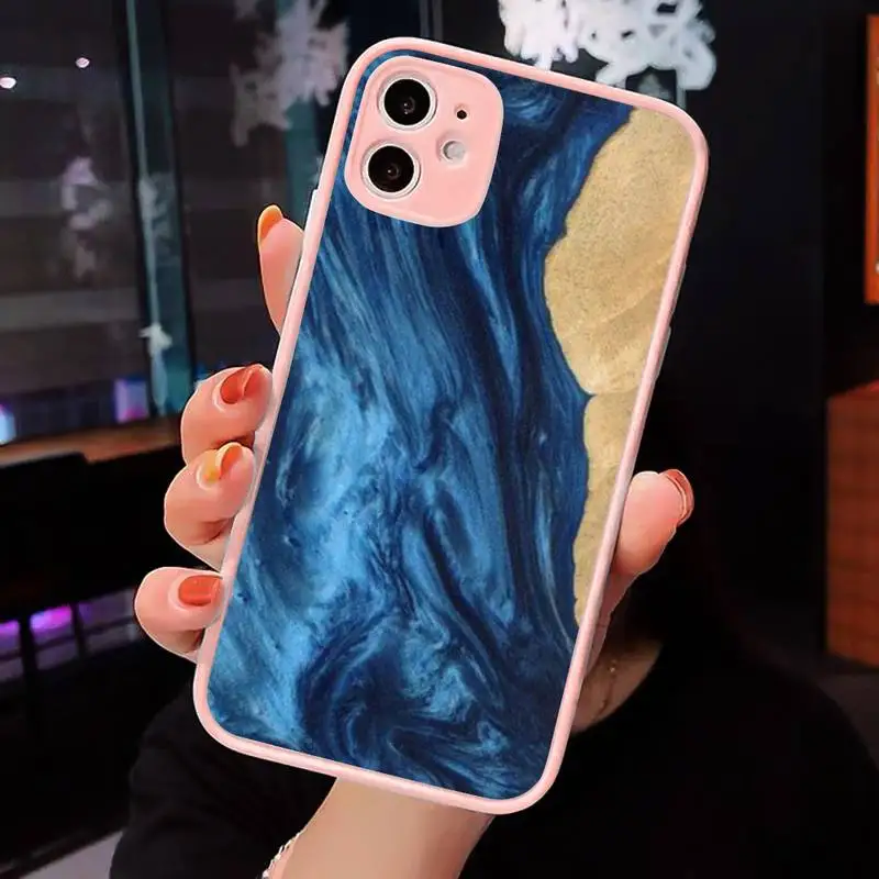 

Traveler Protective Wood Resin art Phone Case Pink matte transparent For iPhone 7 8 x xs xr 11 12 pro plus max mini Clear Funda