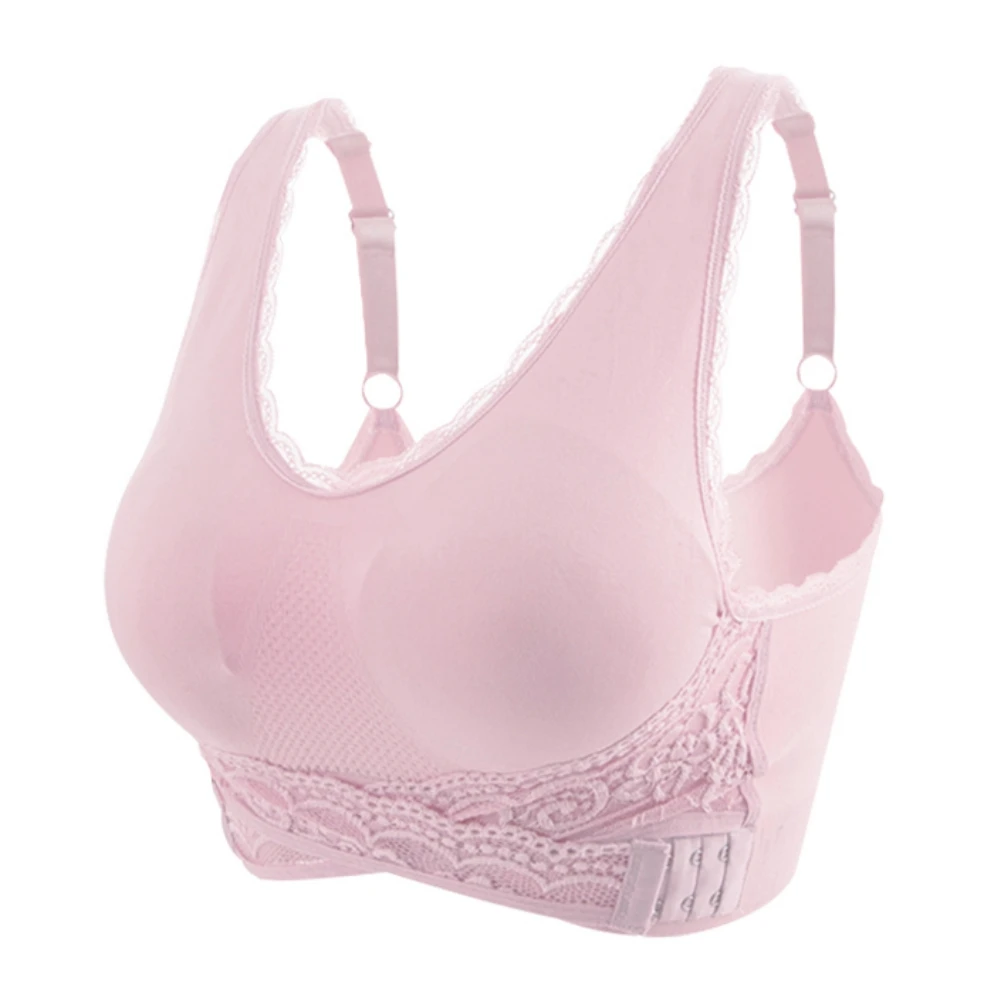 

Plus Size Beauty Lace Bralette Solid Cross Side Buckle Bra Brassiere Wireless Push Up Bras For Women Lingerie Sleep Underwear