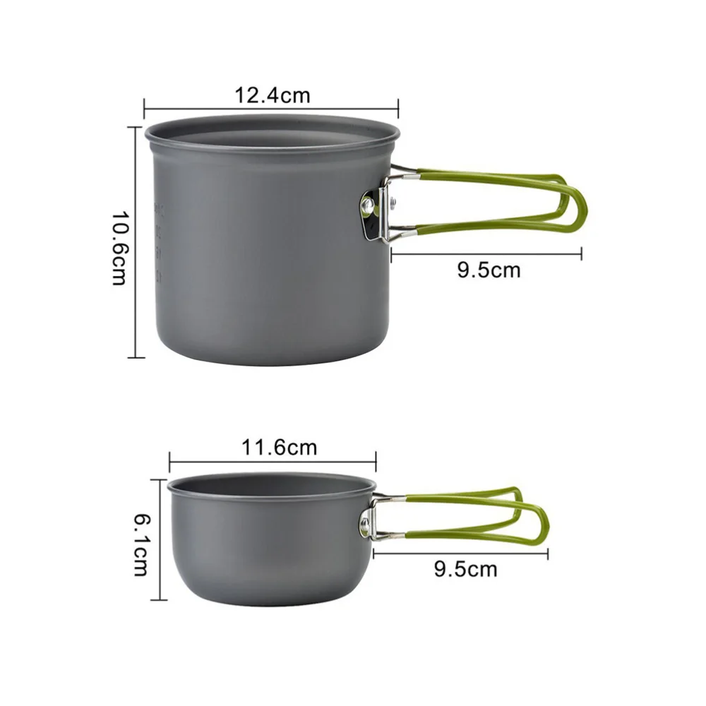 

1 Set of Durable and Protable Camping Set Pot Portable Picnic Cooker Set (Green)