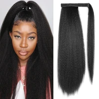 mydiva 30inches long straight afro synthetic ponytail hair kinky natural hair straight drawstring with clip elastic band pony