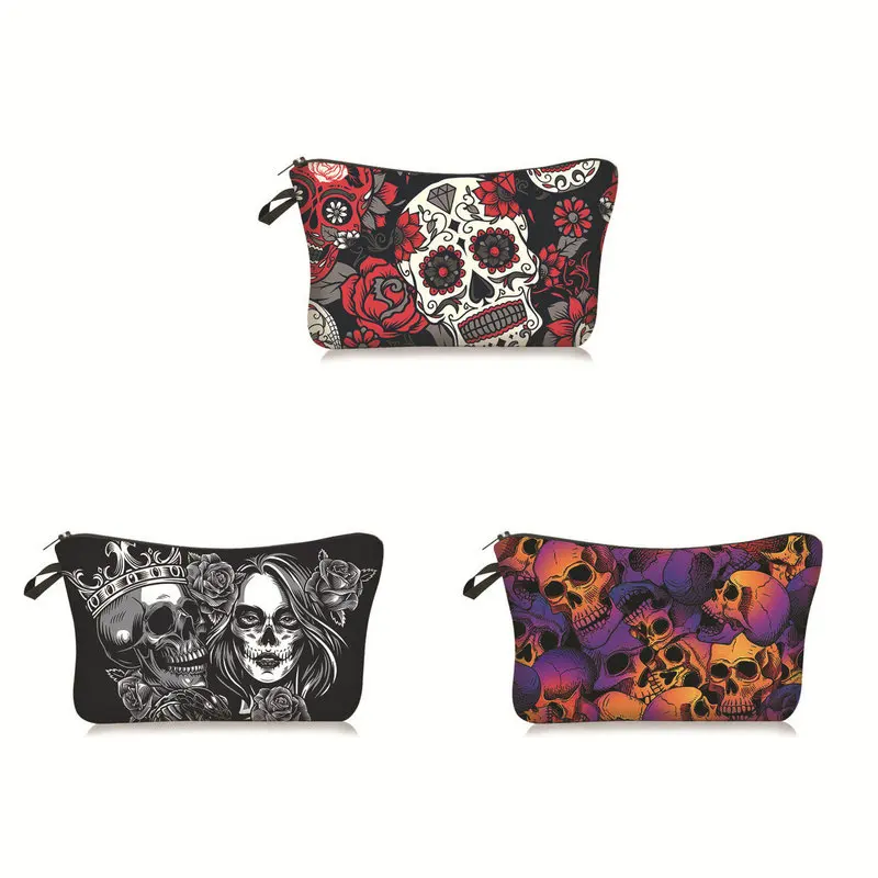 

Косметичка с рисунком черепа, органайзеры для макияжа, сумки на молнии, Портативная сумка для мытья, дорожная сумка