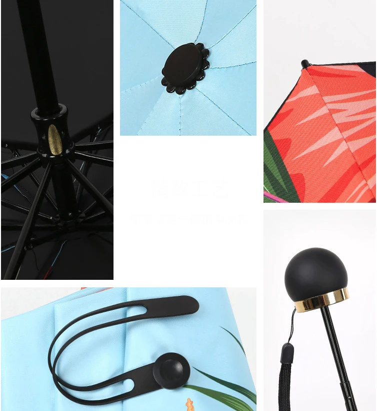 5 Folding Black Coating Sunny and Rainy Umbrella Dual-use Fold Umbrella Nordic Fresh Parasol Automatic Mini Umbrella