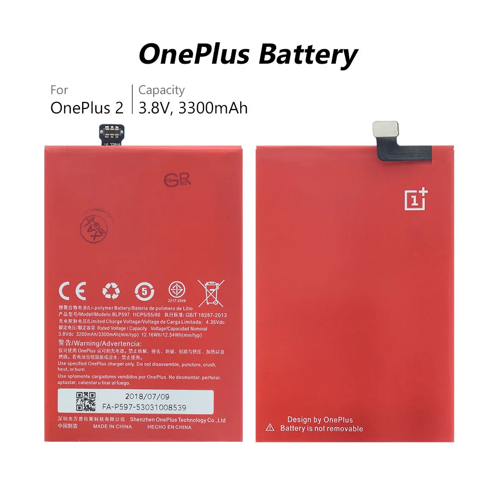 Оригинальный аккумулятор 3300 мАч BLP597 BLP 597 для телефона OnePlus Two (One Plus Two/OnePlus 2/One 2) A2001