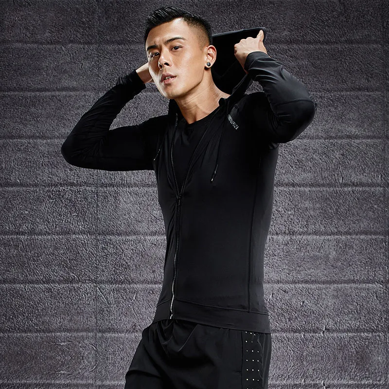 Мужская куртка для фитнеса высокоэластичная спортивная с длинным рукавом