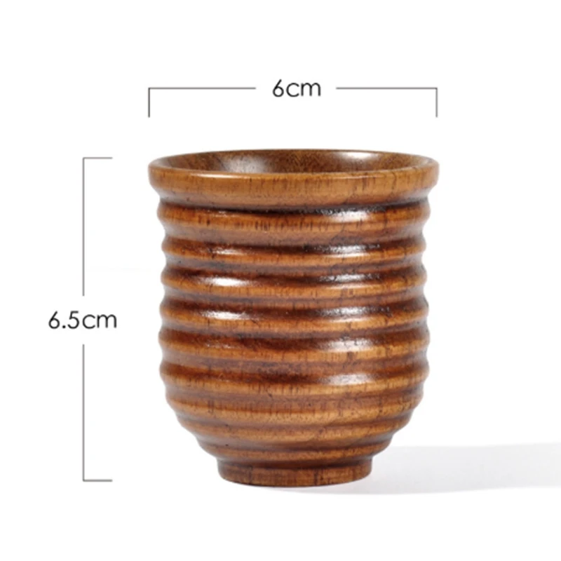 4Pcs Wooden Cup Log Color Handmade Natural Wood Coffee Tea Beer Juice Milk Mug Classical Handcrafted Jujube |