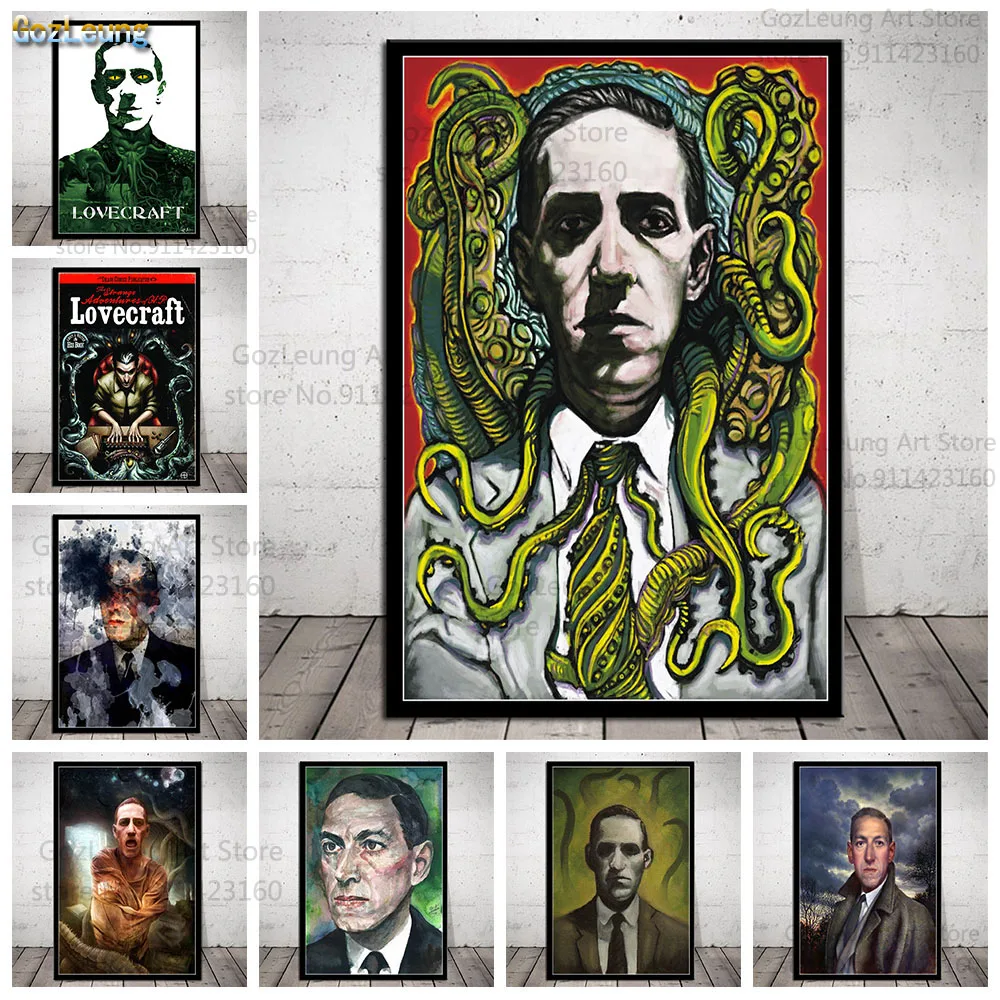 Лавкрафт стены в искусстве Horrorible портретный плакат холст картины Плакаты и
