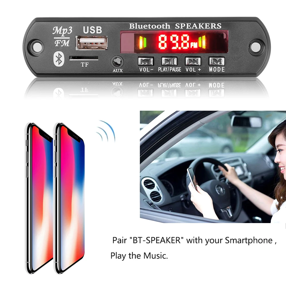 2*40W Amplifier MP3 Player Decoder Board 7-20V Bluetooth 5.0 80W Car FM Radio Module Support TF USB AUX For Speaker Handsfree images - 6
