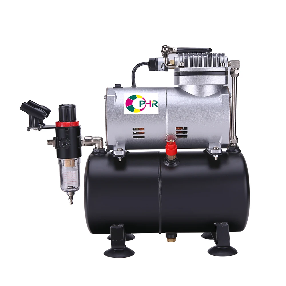 OPHIR NEW Portable Mini Air Compressor with Tank for T-shirt Painting Tanning Hobby Cake Decoration Nail Art 110V,220V AC090