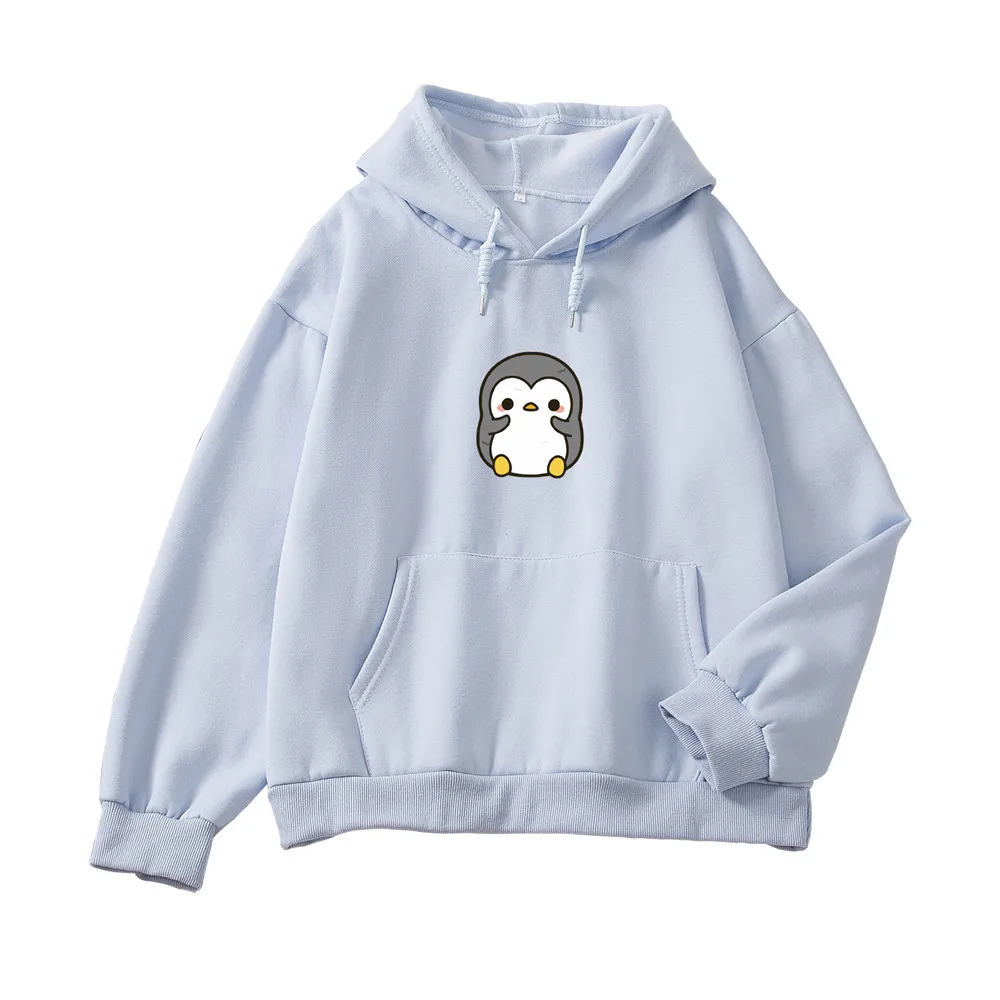 Kawaii Penguin Hoodie Harajuku Plus Size Sweetshirt Cotton Womens Streetwear Hipster Warm Hoodies for Women Pullover Feminino