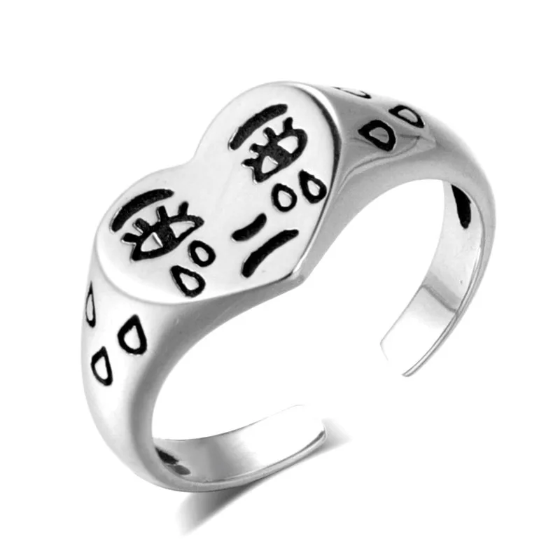 

Fashion Simple Sad Cry Face Open Ring Rings Ladies Women Punk Hip Hop Adjustable Finger Rings for Women Fashion Jewelry Gift
