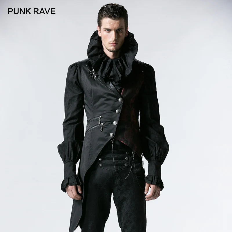 Мужской жилет в стиле панк с принтом готический бандажный ласточкиного хвоста