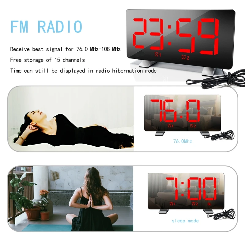 

Electronic Clock USB Rechargeable Digital Projection Projector Snooze Dual Alar