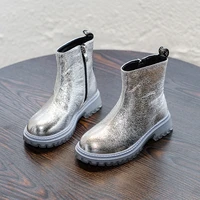 2021 children silver boots casual spring autumn school motorcycle boot girls snow shoes girls martin boots kids shoes