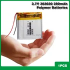 Аккумулятор Lipo 280 мАч 3,7 в 303030 для GPS MP4 камеры, Power Bank для планшетов, электрические игрушки PAD DVD, литий-полимерный аккумулятор