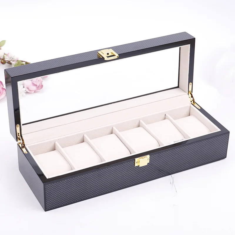 

Модная мужская домашняя деревянная коробка для часов с 6 отделениями, высококачественный органайзер для часов, коробка для хранения часов ...