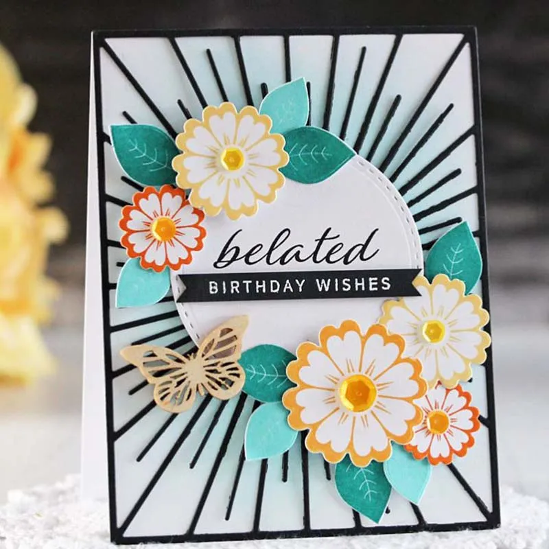 Металлические штампы sunburst рамка вырезанная форма украшение для скрапбукинга