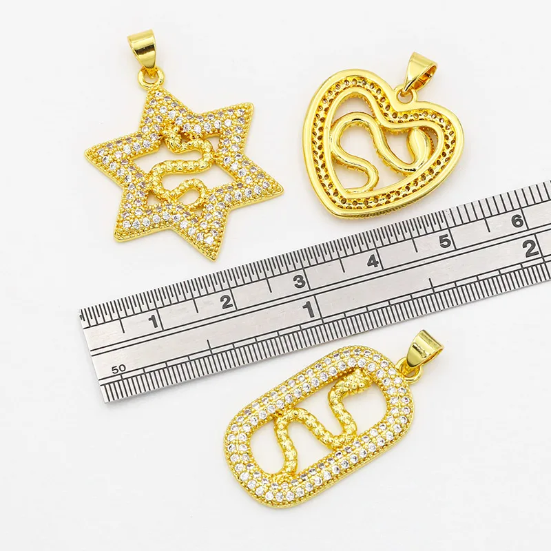 OCESRIO DIY позолоченный кулон в виде сердца и змеи для женщин большой шестиконечный