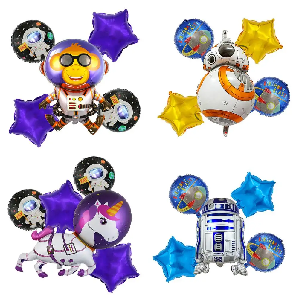 5 комплектов воздушных шаров из фольги космонавта для вечеринки