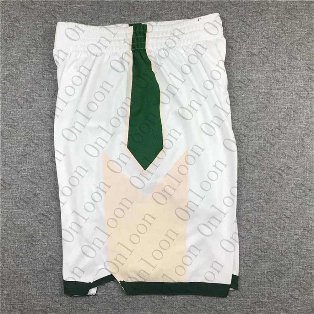 

Men's America Basketball Milwaukee Shorts Elastic Belt Green Jersey