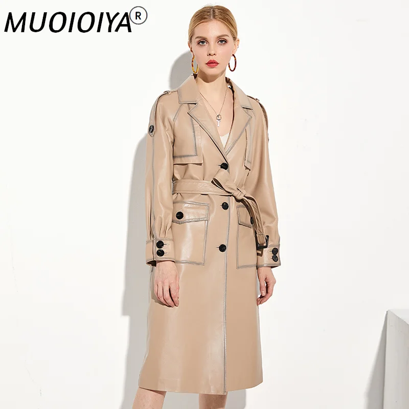 

2021 New Women Genuine Leather Jacket Natural Sheepskin Coat Long Trench Female Autumn WInter Real Leather Coats W00192