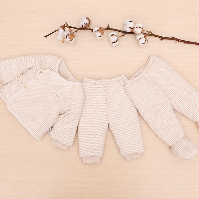 Зимняя утепленная стеганая детская пижама из 3 предметов органического хлопка