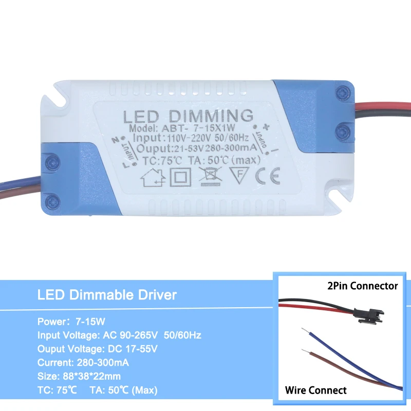 g-7-15W-2pin 3-24 Вт светодиодный затемняющий пластиковый корпус драйвер с DC женской головкой источник питания внешний привод 280-300mA Трансформаторы освещения - Цвет: g-7-15W-2pin