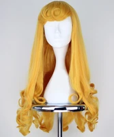 anime sleeping beauty princess aurora wig halloween play party stage high quality long yellow hair free shipping