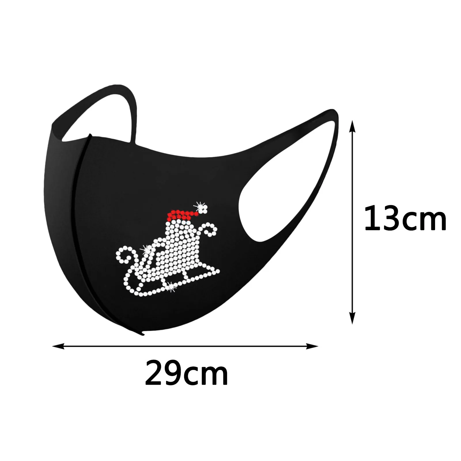 

Christmas Cute Elk Santa Claus Pattern Rhinestone Face Mask Adult Fashion Animal Shine Diamond Washable Ice Silk Cotton Mask 1PC