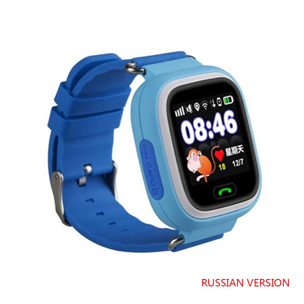blue Russian Q90 gps умные часы для детей Детские Анти-потери наручные часы SOS Вызов расположение устройства трекер Smartwatch - Цвет: blue Russian